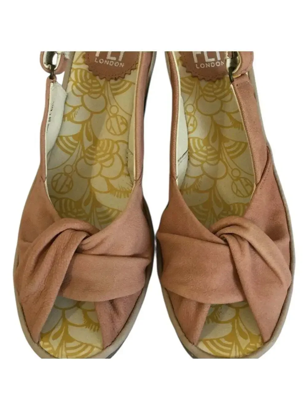 Fly London Yakin Slingback Wedge Sandals Leather Twist Front Platform EU 41
